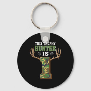 1 Year Old Hunting 1st Birthday Party Deer Hunter Keychain
