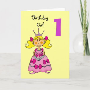 1 year old princess (blonde hair) card