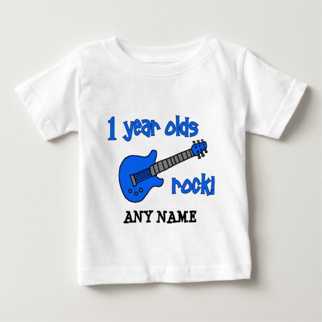 1 year olds rock! Personalized Baby's 1st Birthday Baby T-Shirt (Front)