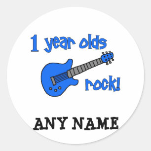 1 year olds rock! Personalized Baby's 1st Birthday Classic Round Sticker