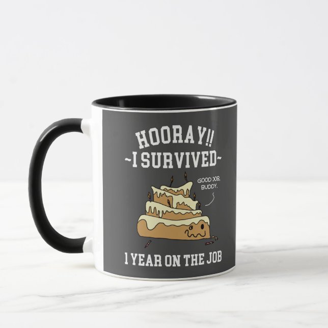 1 Year on the Job 1st Work Anniversary Mug (Left)