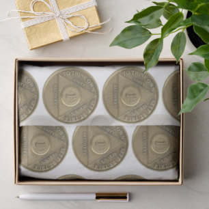 1 Year Recovery Anniversary Coin white Tissue Paper