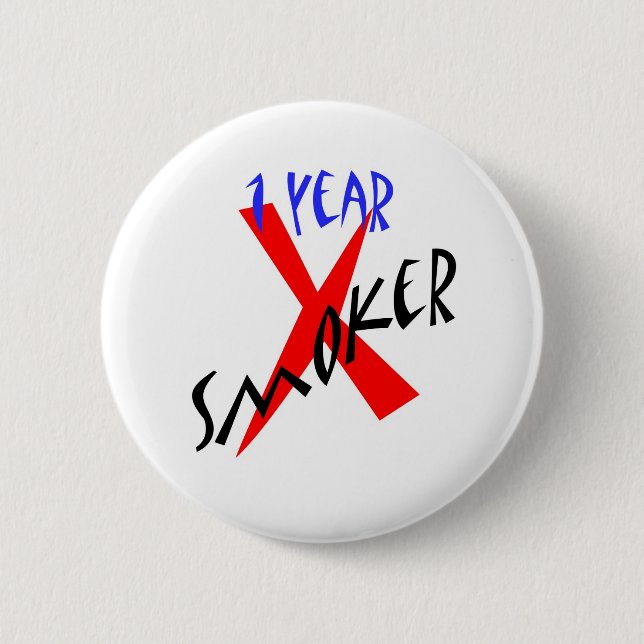 1 Year Red Ex-smoker 2 Inch Round Button (Front)