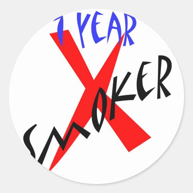 1 Year Red Ex-smoker Classic Round Sticker (Front)