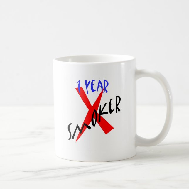 1 Year Red Ex-smoker Coffee Mug (Right)