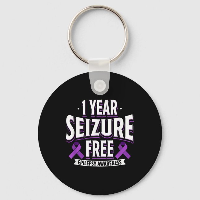 1 Year Seizure Free Epilepsy Awareness Day Support Keychain (Front)
