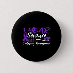 1 Year Seizure Free Epilepsy Awareness Month Purpl 2 Inch Round Button