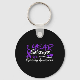 1 Year Seizure Free Epilepsy Awareness Month Purpl Keychain