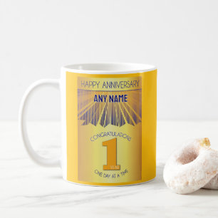 1 Year Sober Anniversary   Golden Ray 12 Step Coffee Mug