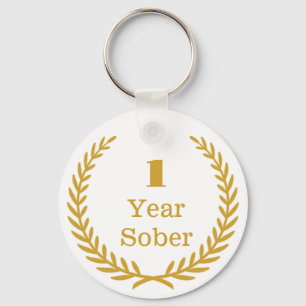 1 Year Sober Keepsake, Custom Date Soberversary  Keychain