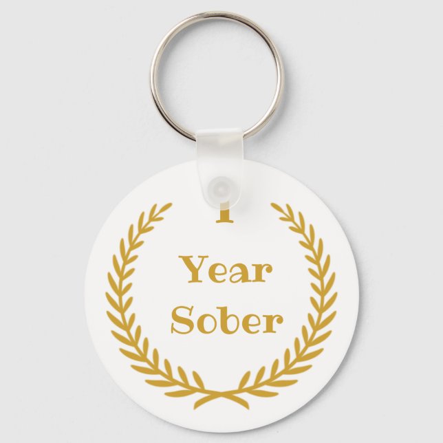 1 Year Sober Keychain for Addiction Recovery (Front)