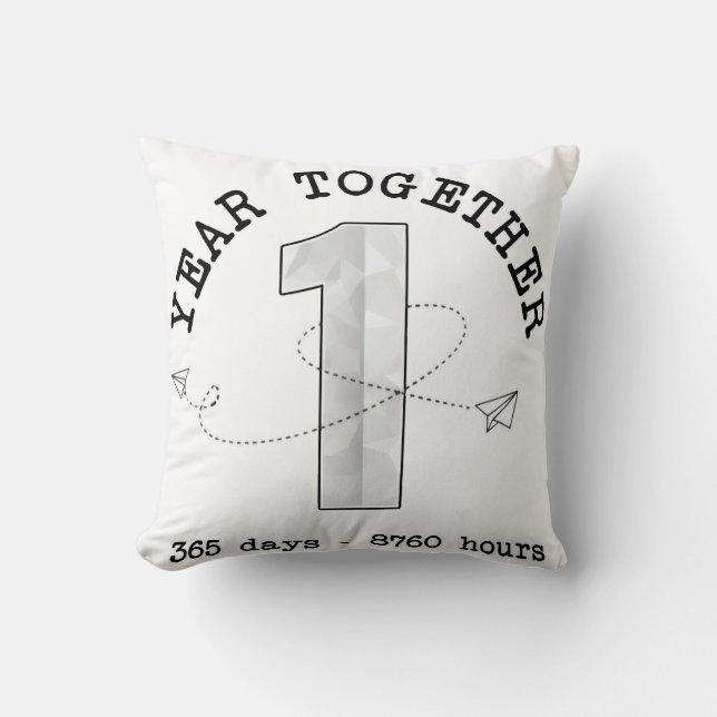 1 Year Together - First Anniversary Celebration Throw Pillow (Front)