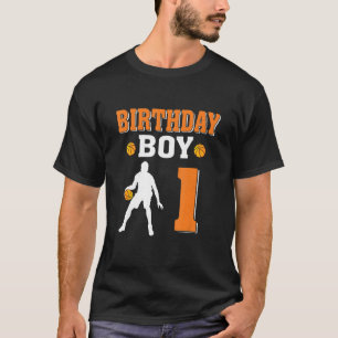 1 Years Old 1st Birthday Boy Basketball Party T-Shirt