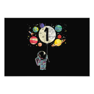 1 Years Old Birthday Boy Astronaut 1st Birthday Photo Print