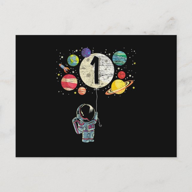 1 Years Old Birthday Boy Astronaut 1st Birthday Postcard (Front)