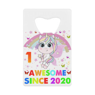 1 Years Old Unicorn Cutie 1st Birthday Unicorn Gif Credit Card Bottle Opener