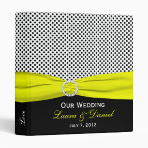 1" Yellow, Black, White Polka Dots Wedding Binder