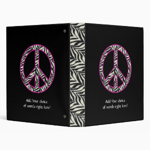 1" Zebra Print Peace Sign Binder