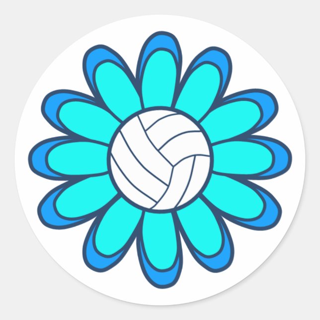 1Aqua Volleyball Girl Classic Round Sticker (Front)