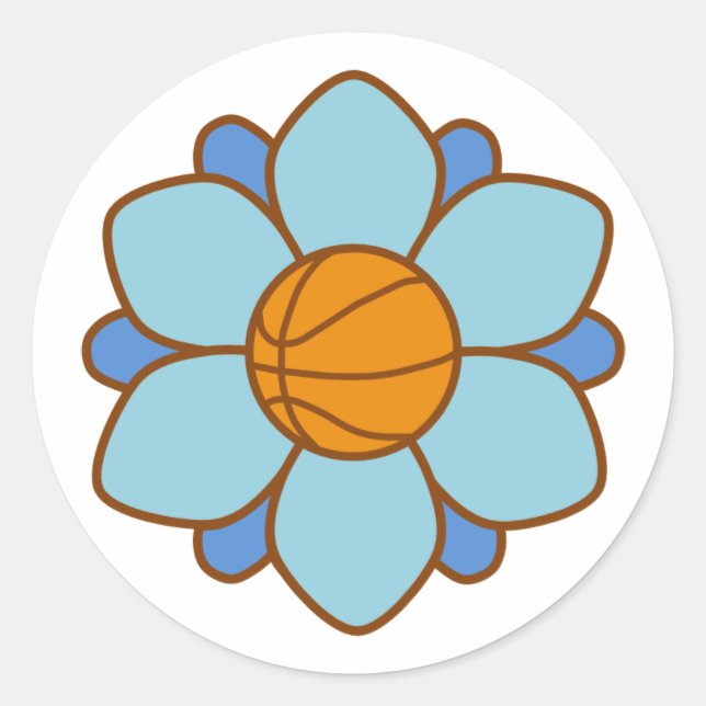 1Blue Basketball Girl Classic Round Sticker (Front)