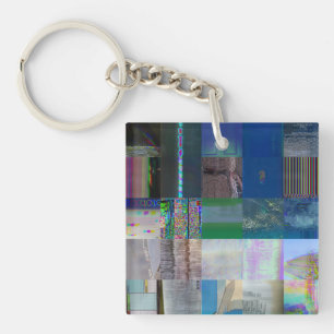 1C9984DA Glitch Art Digital Distortion Vaporwave Keychain