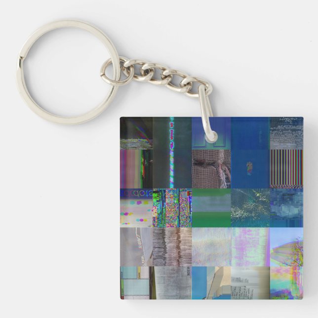 1C9984DA Glitch Art Digital Distortion Vaporwave Keychain (Front)