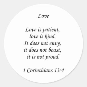 1corinthians13-4 ~ Love Classic Round Sticker