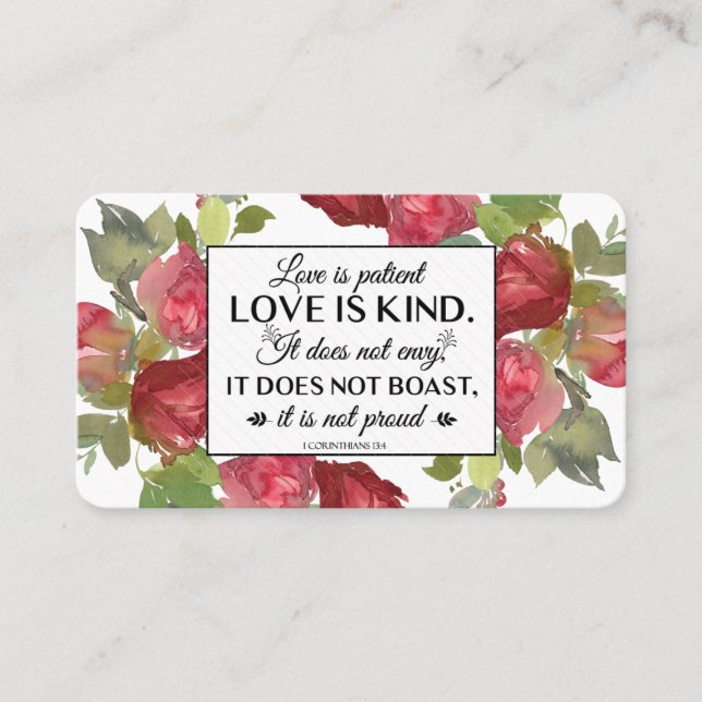 1Corinthians 13:4-8 Love is Patient Love is Kind Business Card (Front)