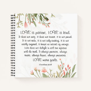 1Corinthians 13:4-8 Love is Patient Love is Kind Notebook