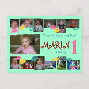 1er anniversaire 12 mois photo carte postale