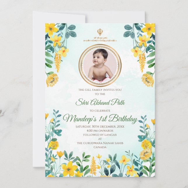 1er anniversaire Akhand Path invitations Sukhmani  (Devant)
