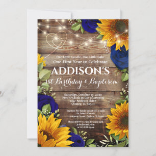 1er Anniversaire Baptême Tournesol & Invitation Ro