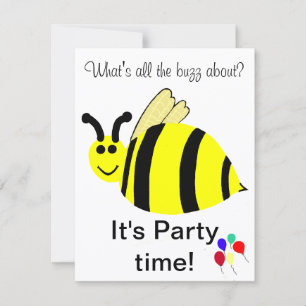 1er Anniversaire Bumble Bee Balloons Invitation