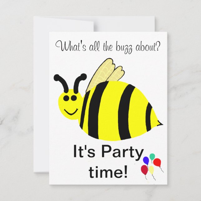 1er Anniversaire Bumble Bee Balloons Invitation (Devant)