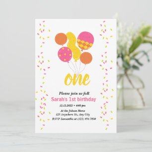 1er anniversaire Colorée invitation d'anniversaire