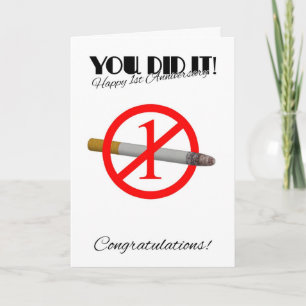 1er anniversaire de cesser de fumer Carte de voeux