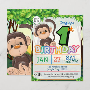 1er anniversaire Invitation au singe