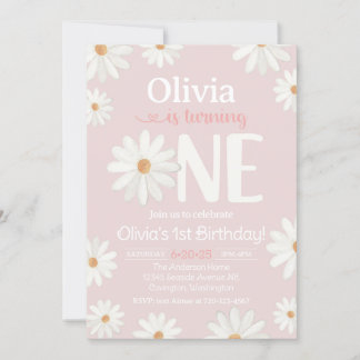 1er anniversaire Invitation, Daisy Invitation