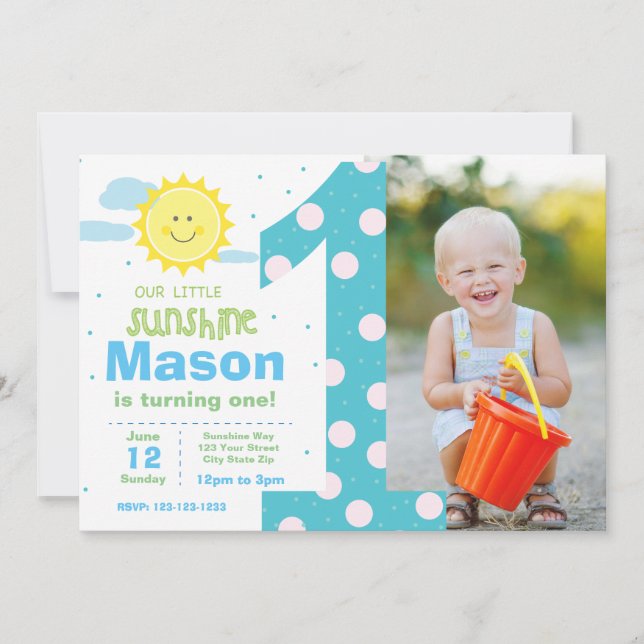 1er anniversaire invitation du Blue Sunshine Party (Devant)