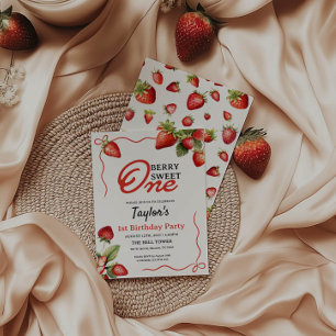 1er anniversaire Invitation fraise