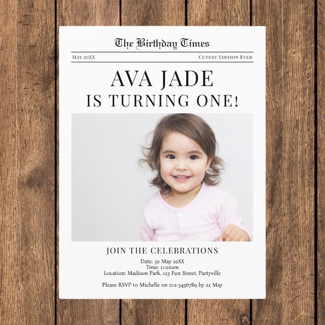 1er anniversaire Invitation Journal (Créateur téléchargé)