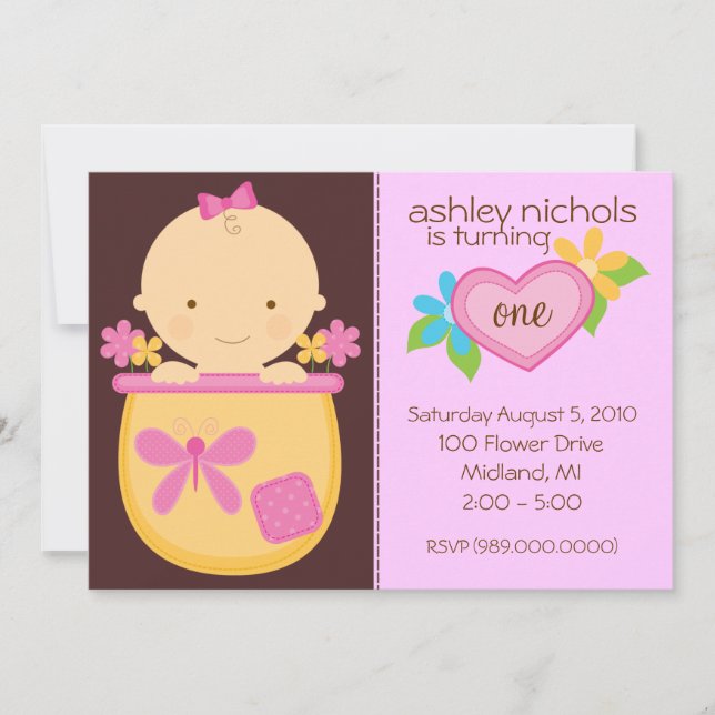 1er anniversaire Invitations de fête (pour une fil (Devant)