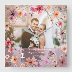 1er anniversaire Mariage Horloge des fleurs décora