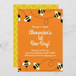 1er anniversaire Mod Bee Day Invitations