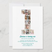 1er anniversaire personnalisé Invitation photo Col