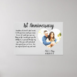 1er Anniversaire Photo Coeur toile étirée Impressi
