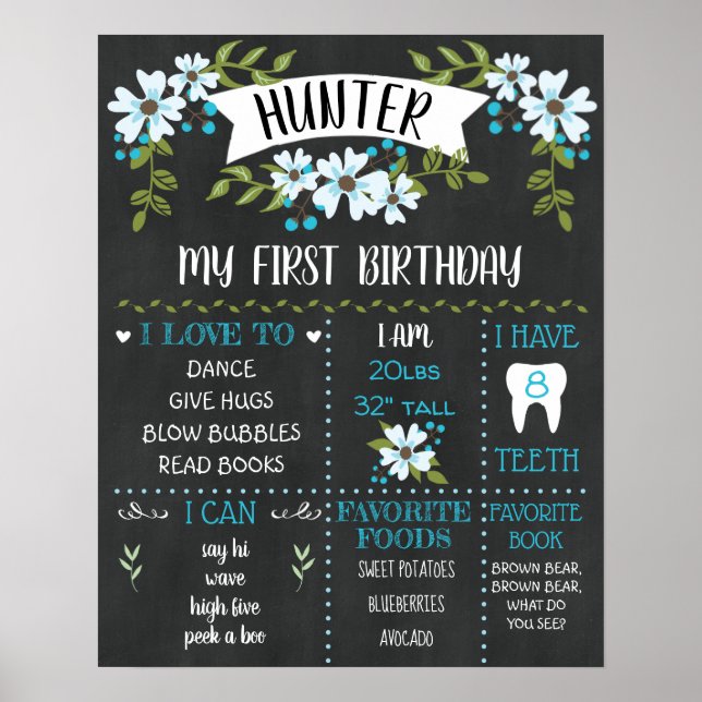 1er Anniversaire Poster de jalon Rustique tableau  (Devant)