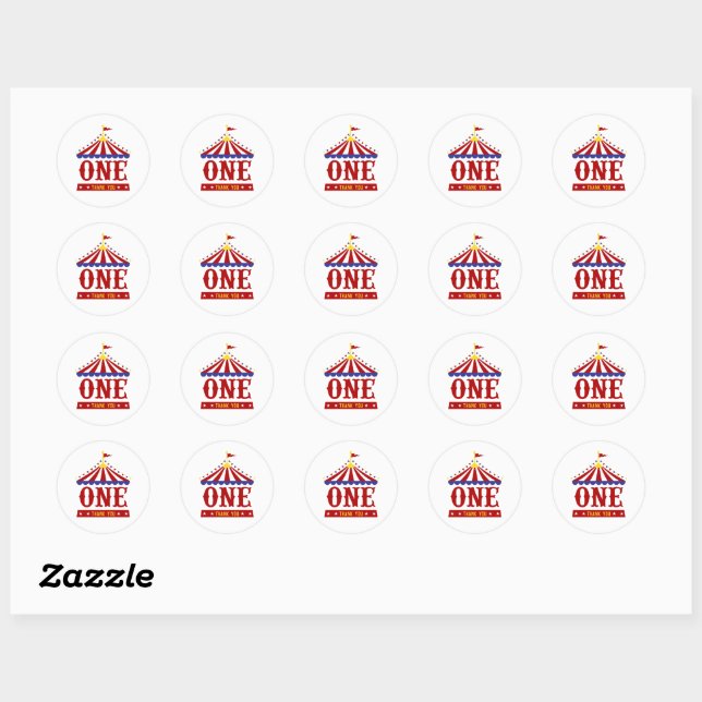 1er Anniversaire Stickers Cirque Personnalisé (Feuille)