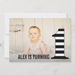 1er Anniversaire Stripes Numéro Un Invitation Phot
