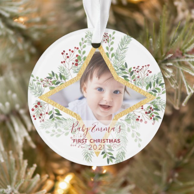 1er bébé Noël Or et ornement rouge (Arbre)